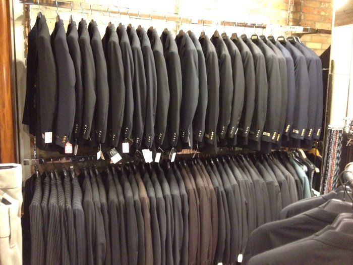 Selection of men's dress pants at Dapper Depot Orillia